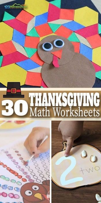 30 Thanksgiving Math Activities - make learning fun in November with these fun, free thanksgiving math worksheets for prek, kindergarten, 1st grade, and 2nd grade kids #thanksgivingmath #thanksgivingprintables #thanksgivingthem Thanksgiving Stem Projects, Turkey Math Activities, Worksheets For Prek, Thanksgiving Learning Activities, Turkey Math Games, Pumpkin Math Activities, Thanksgiving Math Games, 2nd Grade Crafts, Thanksgiving Learning