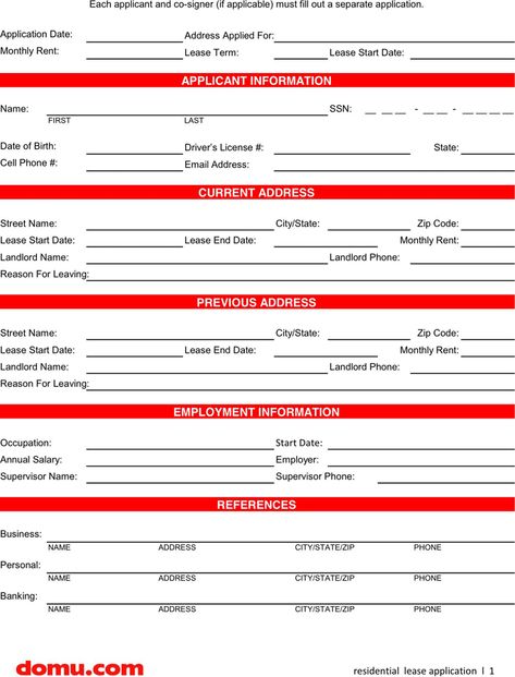 Lease Application Template 1 Rental Application Free Printable, Lease Agreement Free Printable, Rental Contract, Application Template, Reason For Leaving, Inspection Checklist, Folder Templates, Rental Application, Legal Forms