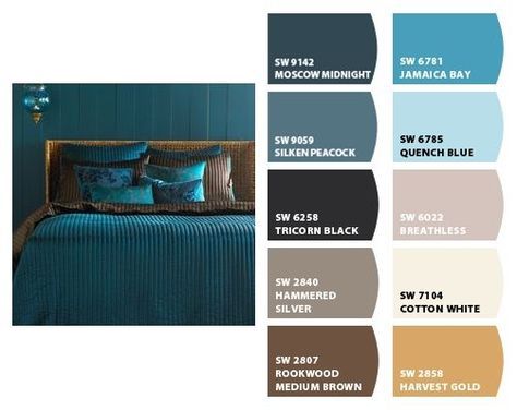 Boho Paint Colors, Tantalizing Teal, Vintage Vessel, Anew Gray, Blue Baubles, Country Squire, Door Paint, Door Paint Colors, Sherwin Williams Colors