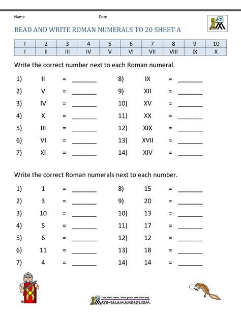 Roman Numerals Worksheet, Roman Numeral 1, Roman Numerals Chart, Mental Maths Worksheets, Math Practice Worksheets, Roman Numbers, Kids Math Worksheets, 1st Grade Worksheets, Fun Worksheets