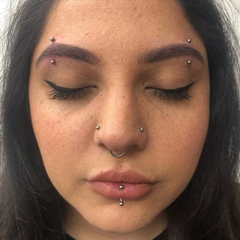 Jodie Stephens on Instagram: “How amazing does @demis__doodles look 💜😍 Today she proved she has balls of steel and not only had both eyebrows pierced but also her…” Eyebrow Piercing Both Sides, Central Eyebrow Piercing, Symmetrical Eyebrow Piercing, Paired Eyebrow Piercing, Eyebrow Piercing Scar, Two Eyebrow Piercing, Middle Eyebrow Piercing, Both Eyebrows Pierced, Dainty Eyebrow Piercing