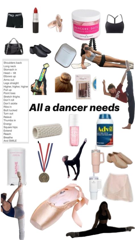 Things Every Dancer Needs, Dance Stuff Aesthetic, Ballet Starter Pack, Dancer Must Haves, Dancer Essentials, Dance Wishlist, Dancer Things, Dance Essentials, Dance Things