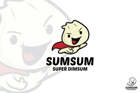 Siomai Logo, Logo Dimsum Design, Siomai Logo Design, Dimsum Cartoon, Sui Mai, Food Mascot, Logo Mascot, Beautiful Logos Design, Food Logo Design