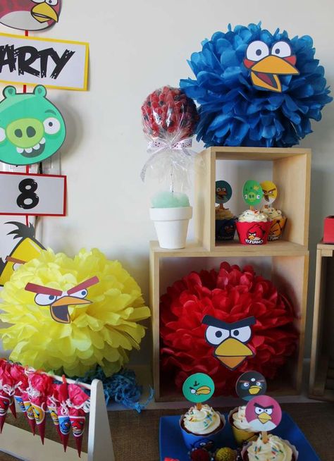 Angry Birds Birthday Party decorations!  See more party planning ideas at CatchMyParty.com! Angry Bird Decoration Ideas, Angry Bird Decorations, Angry Birds Party Decorations, Angry Birds Party Ideas, Angry Birds Decorations, Angry Bird Birthday Party, Angry Bird Party, Diy Birthday Party Games, Angry Birds Birthday Party Ideas