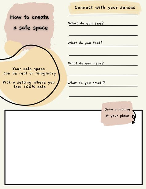 How to create a safe space with EMDR for kids and adolescents Safe Place Activity, Safe Place Art Therapy, Safe Place Visualization, Building My Safe Space Worksheet, Intensive In Home Counseling Activities, Building My Safe Place Worksheet, Safe Place Drawing, Safe Place Worksheet, Therapy Check In