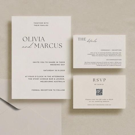 Minimalist Wedding Invite Set | | Wedding Invitation Set With QR code | Modern Invites | Wedding Invitations Online RSVP | Printable Invite Invites Wedding, Wedding Invitations Online, Wedding 2025, Minimalist Wedding Invitations, Invitation Ideas, Modern Invitation, Le Lot, Wedding Invitation Sets, Wedding Invite