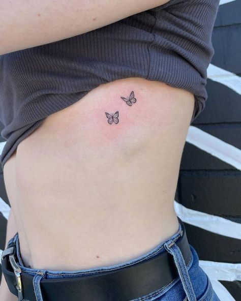 Rib Tattoos For Women, Ribcage Tattoo, Small Butterfly Tattoo, Chest Tattoos, Petite Tattoos, Small Butterfly, Cute Tattoos For Women, Classy Tattoos, Discreet Tattoos