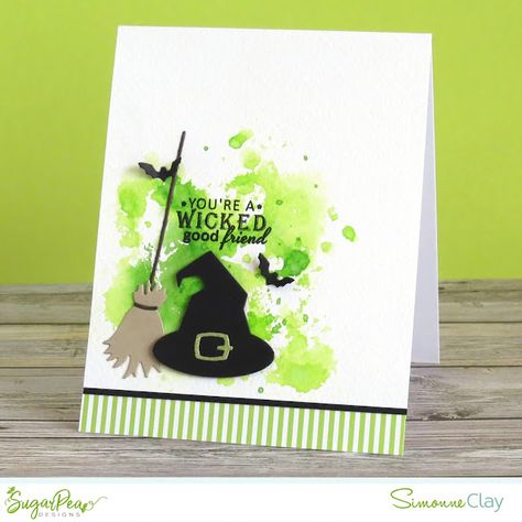 Carte Harry Potter, Halloween Cards Diy, Sugarpea Designs, Halloween Elements, Halloween Paper Crafts, Carte Halloween, Halloween Cards Handmade, Halloween Greeting Card, Halloween Witch Hat