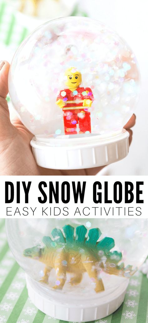 Kids Craft Snow Globe, Making Snow Globes For Kids, Easy Snow Globes For Kids, Making Your Own Snow Globe, Diy Snowglobes For Kids Crafts, How To Make Your Own Snow Globe, Toddler Snowglobe Craft, Snow Globe Making, Preschool Snow Globe Craft