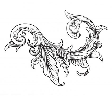 Download free Realistic hand drawn baroque vintage flowers vector | Freepik Border Tattoo, Baroque Tattoo, Filigree Tattoo, Vintage Clipart, Banner Drawing, Victorian Frame, Baroque Frames, Ornament Drawing, Baroque Ornament