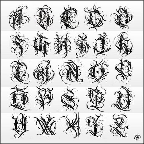 Dark Lettering Tattoo, 26 Number, Tattoo Alphabet, Best Tattoo Fonts, Old English Alphabet, Dark Lettering, Tattoo Lettering Alphabet, Tattoo Fonts Alphabet, Graffiti Lettering Alphabet