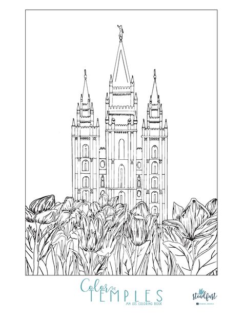 Salt Lake Temple Coloring Page Temple Coloring Page, Lds Coloring Pages, Lds Temple Pictures, Lds Printables, Relief Society Activities, Salt Lake Temple, Coloring Pages Inspirational, Temple Pictures, Lds Temple