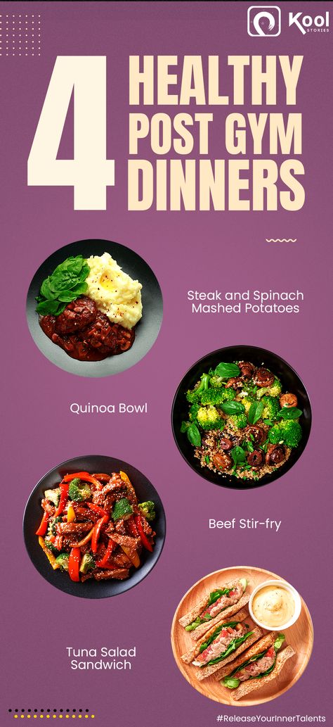 Healthy Dinners Gym Dinner Ideas, Post Workout Food For Fat Loss, Steak And Spinach, Gym Eating, Post Workout Dinner, Post Workout Meals, Workout Recipes, After Workout Food, Post Workout Meal