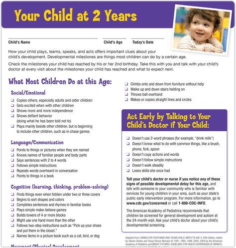 Milestone Checklists are single-page lists of developmental milestones and warning signs of potential developmental delay for specific ages. Download - http://www.cdc.gov/ncbddd/actearly/pdf/checklists/all_checklists.pdf Developmental Milestones Checklist, Stages Of Baby Development, Baby Development Milestones, Child Development Stages, Early Childhood Education Resources, Preschool Assessment, Baby Development Activities, Development Milestones, Doctor For Kids