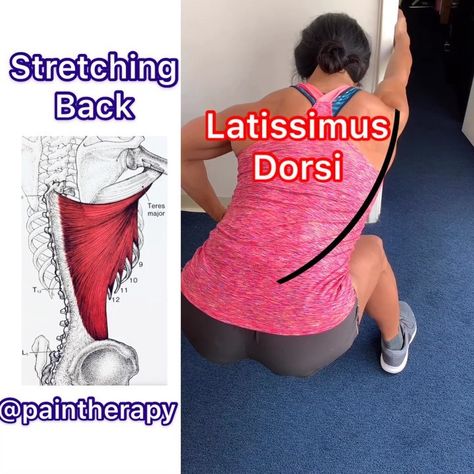 Latissimus Dorsi & Chest Stretch  @deidre.pagnanelli model  Poor posture can come from the Lats & Pec muscles being contracted or having… Pec Muscles, Back And Shoulder Workout, Causes Of Back Pain, Pain Relief Remedies, Craniosacral Therapy, Sciatica Exercises, Latissimus Dorsi, Back Stretches For Pain, Body Stretches