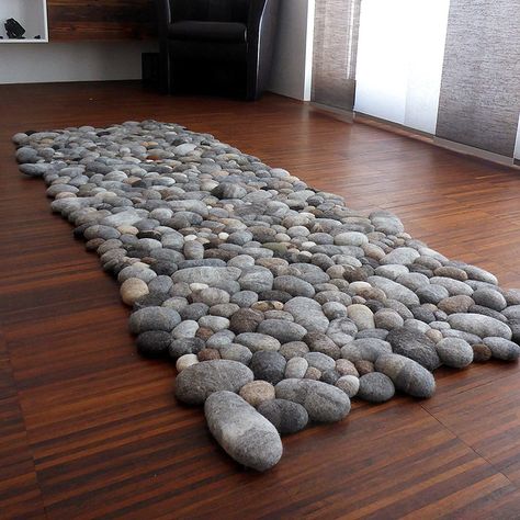 This rug rocks! - https://noveltystreet.com/item/23741/ Rock Rug, Choosing Carpet, Stone Rug, Cheap Carpet Runners, Diy Carpet, Grey Carpet, Carpet Stairs, Meditation Room, Felt Diy