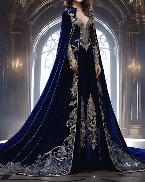 House Of The Dragon Inspired Dresses, Blue Gown Aesthetic, Blue Midevil Dresses, Fantasy Gowns Queens, Royal Aesthetic Princess Dress, Fantasy Royal Clothing, Queen Dress Royal, Medieval Queen Dress, Empress Gown