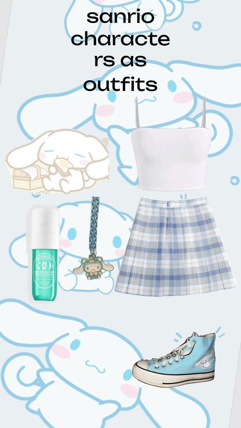 sanrio characters as outfits pt. 2 || cinnamoroll !! Cinnamoroll Outfit, Sanrio Outfits, Sanrio Characters, Hello Kitty, Kitty, Pins, Quick Saves