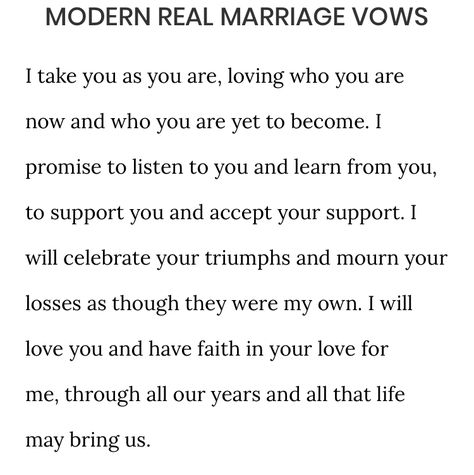 Vow Renewal Quotes, Marriage Pronouncement Wording, Personal Vows, Wedding Vow Quotes, Modern Vows, Vow Ideas To Husband, Vow Ideas, Personal Vows To Husband, Bride Vows To Groom