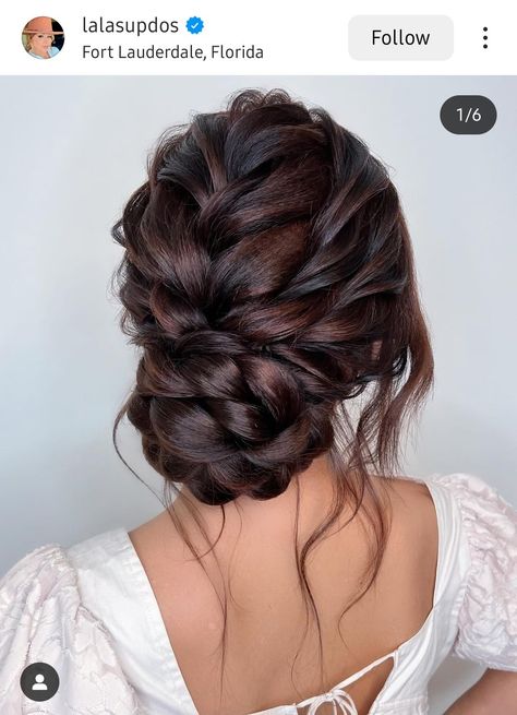 Wedding Hair With Highlights, Wedding Updos For Long Dark Hair, Black Tie Hairstyles Updo, Bridal Hairstyles Updo Elegant, Prom Updos With Braids, Bridesmaid Updo For Long Hair Brunette, Ball Gown Hairstyles Updo, Braided Updo For Wedding, Ball Updo Hairstyles