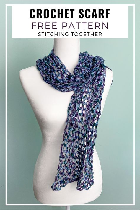 Lightweight Crochet Scarf, Crochet Lacy Scarf, Crochet Scarf Pattern Free Easy, Crochet Lace Scarf Pattern, Simple Scarf Crochet Pattern, Crochet Scarf Easy, Lacy Scarf, Super Scarf, Lacy Crochet