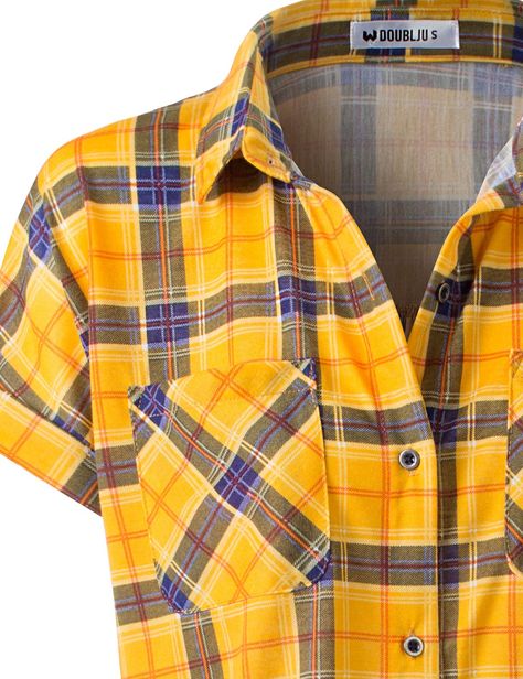 JJ Perfection Women's Long Sleeve Collared Button Down Plaid Flannel Shirt #Sponsored Yellow Long Sleeve Flannel Shirt For Fall, Office Midi Skirt, Yellow Plaid Shirt Women, Casual Yellow Button-up Flannel Shirt, Casual Plaid Shirt, Yellow Flannel, Brown Button-up Flannel Shirt With Pockets, Cheap Plaid Button-up Flannel Shirt, Flannel Shirts