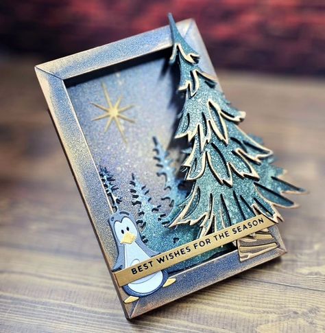 #christmasinjuly on Instagram | Hashtags Holtz Christmas Cards, Creative Expressions Christmas Cards, Sizzix Christmas Cards, Tim Holtz Christmas Cards, Noel Christmas Cards, Tree Dies, Sizzix Cards, Tim Holtz Crafts, Tim Holtz Stamps