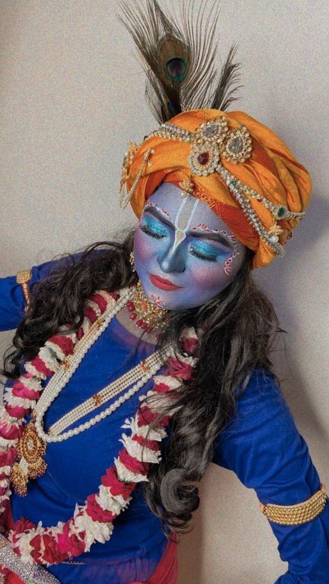 #krishna #krishnamakeup Krishna Makeup Look For Women, Krishna Face Makeup, Krishna Makeup, Fancy Dress Costumes Kids, Traditional Makeup, Fancy Dress Competition, Costumes Kids, Jai Shree Krishna, Shree Krishna