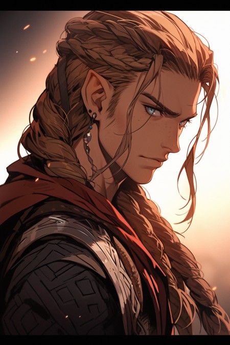 Elf Hair Men, Male Elf Hairstyles, Red Hair Elf Man, Concept Art Character Male, Male Elf Hair, Ginger Elf Male, Red Haired Elf Man, Elf Hairstyles Drawing, Male Elf Outfit