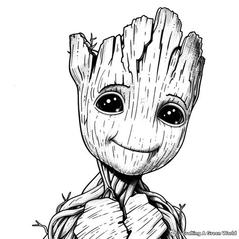 Groot Art Drawing, Free Groot Svg Files For Cricut, Easy Groot Drawing, Groot Tattoo Stencil, Groot Line Art, Groot Drawing Easy, Groot Painting, Groot Tattoo Ideas, Groot Coloring Pages