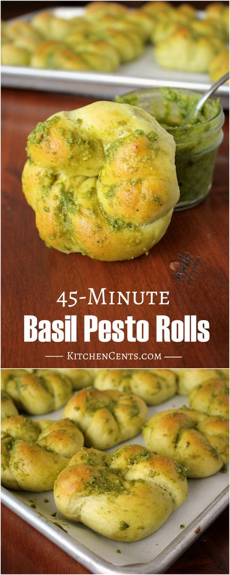 Quick And Easy Rolls, Quick Dinner Rolls Recipe, Quick Rolls Recipe, Pesto Rolls, Easy Basil Pesto, Shamrock Shape, Honey Dinner, Pesto Rice, Quick Dinner Rolls