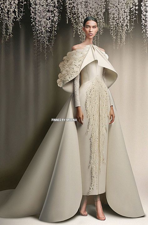 Wedding Dress Overskirt, Wedding Dress Aesthetic, Winter Wedding Gowns, Money Dress, Saiid Kobeisy, Dreamy Gowns, Dreamy Wedding Dress, Long Train Wedding Dress, Fancy Wedding Dresses