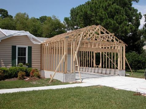 Garages - Pettinato Construction, Inc. - Gulf Breeze, FL Garage Addition To Front Of House, Adding Garage To Front Of House, Extending Garage Forward, Doublewide Renovation, Add On Garage To House, Garage Addition Ideas Attached, Add On Garage, Flat Roof Shed, Build Garage