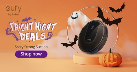 Halloween Promotion Design, Halloween Promotion, Halloween Promotions, Robot Cleaner, Holiday Banner, Social Media Poster, Cosmetic Design, Halloween Banner, Fright Night