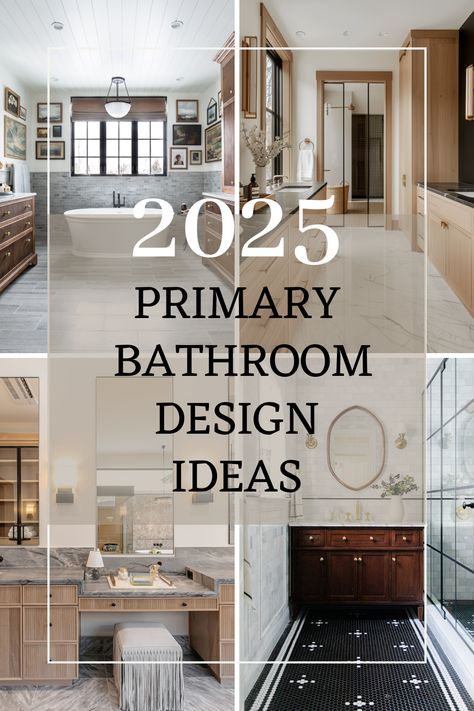 Looking to update your primary bathroom? Here's trends for all sizes and types of bathrooms from modern bathrooms to traditional ones Primary Bathroom Design, Studio Mcgee Bathroom, Classic Bathroom Design, Beautiful Master Bathrooms, Powder Room Makeover, Master Bathrooms, Latest Interior Design Trends, Bathroom Design Trends, Primary Bathroom