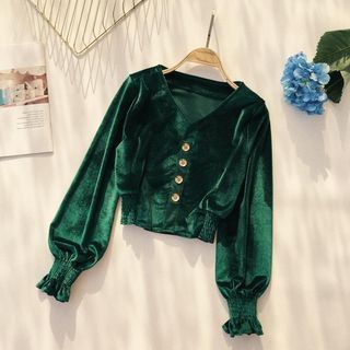 Velvet Top Long Sleeve, Button Fashion, Velvet Clothes, Moda Chic, Velvet Blouses, Elegant Blouses, Velvet Fashion, Mode Inspo, Looks Chic