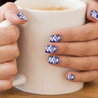 Mermaid Blue Skin Pattern Minx Nail Wraps #ad Nail Art Bleu, Nail Art Cute, Nail Art Halloween, Blue Watercolor Floral, Geometric Nail Art, Red Manicure, Geometric Pattern Blue, Minx Nails, Blue Nail Art