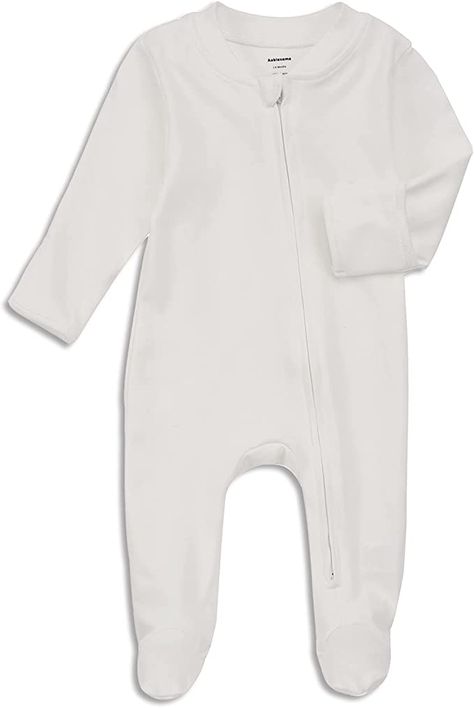 Amazon.com: Organic Cotton Baby Footed Pajamas with Mittens Newborn Zip Up Onesie Sleeper (3-6 Months, White): Clothing, Shoes & Jewelry Baby Footie Pajamas, Newborn Sleeper, Winter Newborn, Footie Pajamas, Footed Pajamas, Baby Sleepers, Newborn Onesies, White Clothing, White Onesie