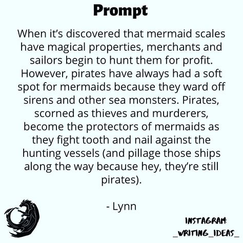 Siren Story Prompts, Pirate X Mermaid Prompts, Fantasy Story Ideas Magic Writing Prompts, Pirate Book Ideas, Poison Writing Prompts, Siren Prompts, Pirate Romance Writing Prompts, Ship Ideas Writing, Pirate Surnames