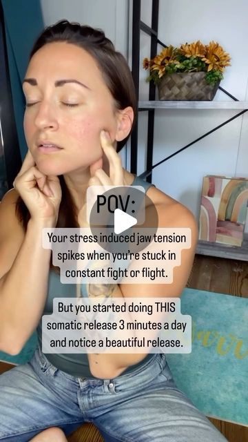 Cortisol + Nervous System Regulation 😌 on Instagram: "Comment ✨JUNE RESET✨ to do a 30-Day community challenge learning a new somatic practice each day.

🤩 We start June 1!

This is a bonus inside The Somatic Healing 3-course Bundle

1. 30-Day Somatic Reset
2. EFT Tapping for Stress
3. The Body Release

When we regulate our nervous system through Vagus Nerve Stimulation we can shift out of survival mode I to a state of feeling safer in our body. From here, we are more connected to our truest self and can access what our body is trying to communicate to us and meet our own needs. 🫶

It’s really a beautiful way to meet ourselves where we are.

👉Comment ✨JUNE RESET✨ to join me + over 1000 others doing this challenge together 🫶

 #burnout #anxiety #nervoussystem #fightflightfreeze #lowmood Jaw Muscle Release, Release Jaw Tension, Jaw Tension Relief, Jaw Stretches, Somatic Release Exercises, Somatic Release, Jaw Pain Relief, Somatic Exercise, Sore Jaw