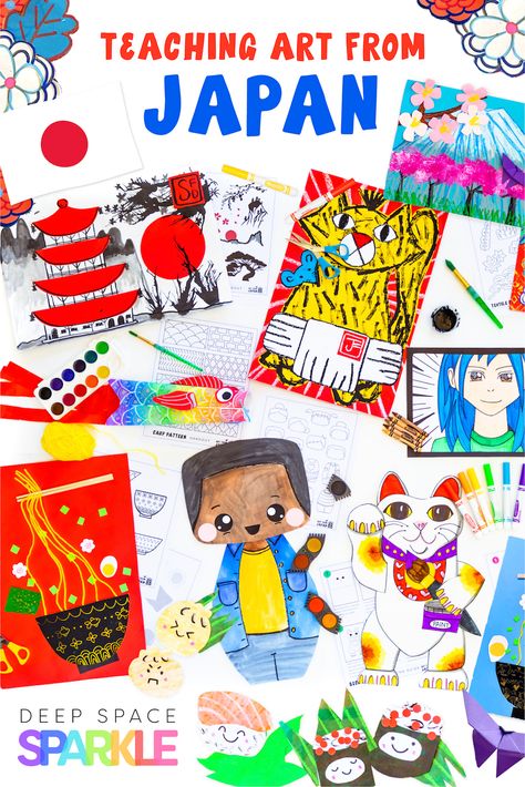 Teaching an Art Unit from Japan | Deep Space Sparkle Asian Art Projects, Japan For Kids, Famous Artists For Kids, Art Unit, Creative Art Projects, Deep Space Sparkle, 3rd Grade Art, Visual And Performing Arts, Traditional Japanese Art