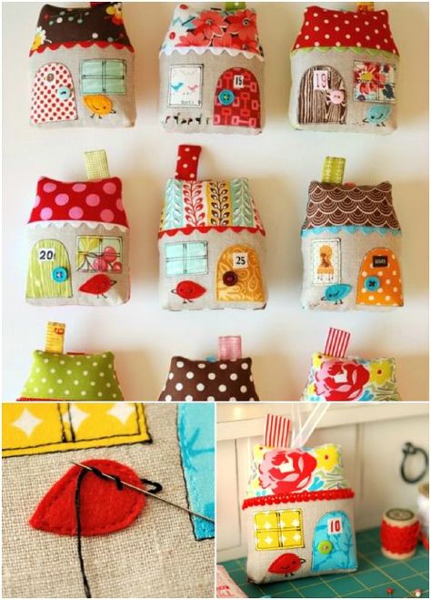 If you love sewing, then chances are you have a few fabric scraps left over. You aren’t going to always have the perfect amount of fabric for a project, after all. If you’ve often wondered what to do with all those loose fabric scraps, we’ve got quite a treat for you. So with the leftover fabric... Hantverk Diy, Diy Sy, Penanda Buku, Scrap Fabric Projects, Costura Diy, Pola Kristik, House Quilts, Ornament Tutorial, Leftover Fabric