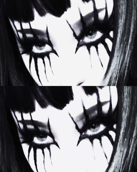 Goth Makeup Extreme, Goth Anime Makeup, White Foundation Makeup Looks Goth, Traditional Goth Makeup Men, Black And White Goth Makeup, Goth Makeup Drawing, Goth Aethstetic, Eyeliner Inspo Alt, Goth Nose Contour