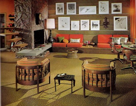 Groovy Interiors: 1965 and 1974 Home Décor 1960s Interior Design, Groovy Interiors, Vintage Living Room Design, 1960s Interior, 60s Interior, Bold Interior Design, 70s Interior Design, 1960s Home Decor, 60s Home