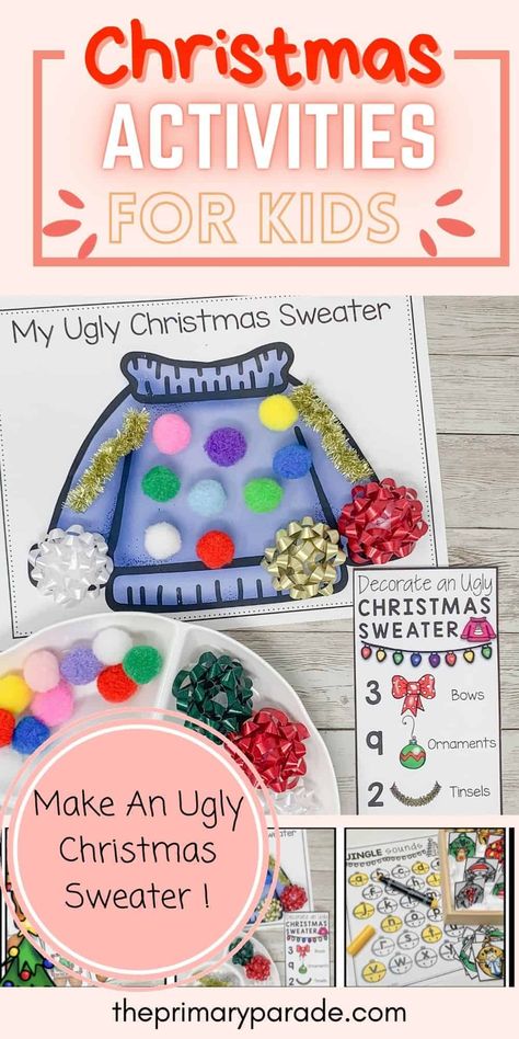 Easy Kids Christmas, Christmas Learning, Kindergarten Christmas, Preschool Christmas Activities, Kids Christmas Crafts Easy, Winter Activities Preschool, Holiday Math, Christmas Lesson, Fun Christmas Activities