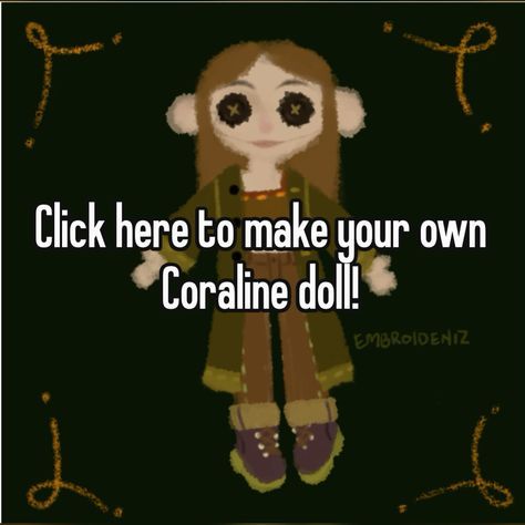 Crochet Caroline Doll Pattern, Weird Things To Do When Bored, Arts And Crafts When Bored, Make A Coraline Doll, Coraline And Wybie Drawing, Coraline Custom Doll, Coraline Roblox Avatar, How To Draw Coraline, How To Make Coraline Doll