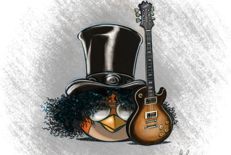 Slash as an Angry Bird Get Angry, Angry Bird, Angry Birds, Top Hat, Pigs, Guitar, Birds