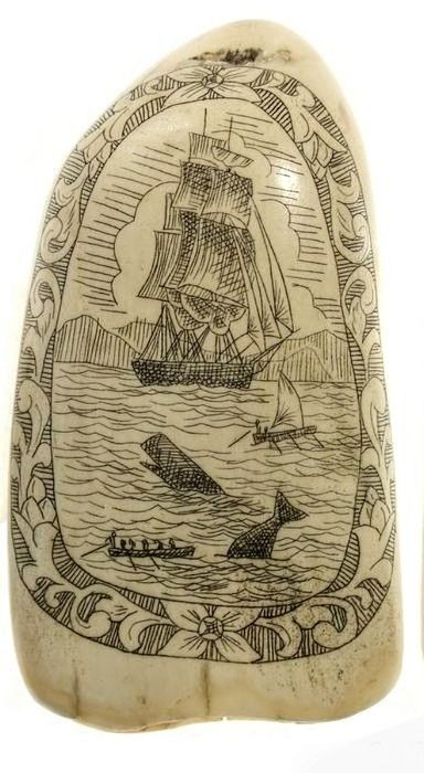 Nautical Victorian, Character Inventory, Scrimshaw Jewelry, Sunshine Box, Scrimshaw Art, Powder Horn, Box Of Sunshine, Oc Inspiration, Sperm Whale