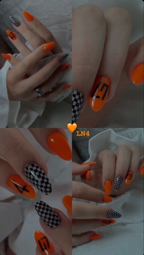 Mclaren Nails, Racing Nails, Lando Norris Mclaren, Sports Nails, Hello Nails, Vintage Nails, Simple Gel Nails, Nails Only, Nails Desing