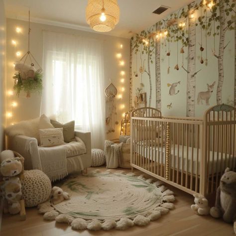 20+ Nature-Inspired Green Nursery Themes for a Serene Baby Space • 333k+ Inspiring Lifestyle Ideas Unique Nursery Themes Gender Neutral, Unique Gender Neutral Nursery, Gender Neutral Nature Nursery, Nursery Fairy Lights, Gender Nursery Ideas Neutral, Sunshine Room Ideas, Outdoorsy Nursery Gender Neutral, Woodsy Nursery Gender Neutral, Baby Room Forest Theme